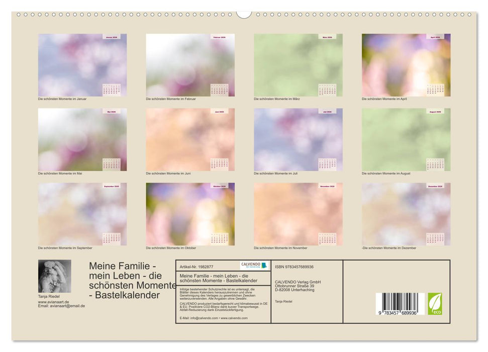 Meine Familie - mein Leben - die schönsten Momente - Bastelkalender (CALVENDO Premium Wandkalender 2026)
