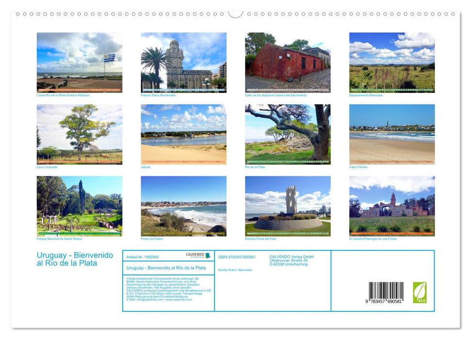 Uruguay - Bienvenido al Río de la Plata (CALVENDO Premium Wandkalender 2026)