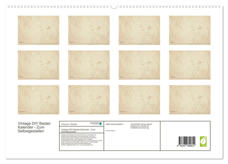 Vintage DIY Bastel-Kalender - Zum Selbstgestalten (CALVENDO Premium Wandkalender 2026)