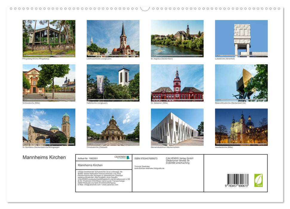 Mannheims Kirchen (CALVENDO Premium Wandkalender 2026)