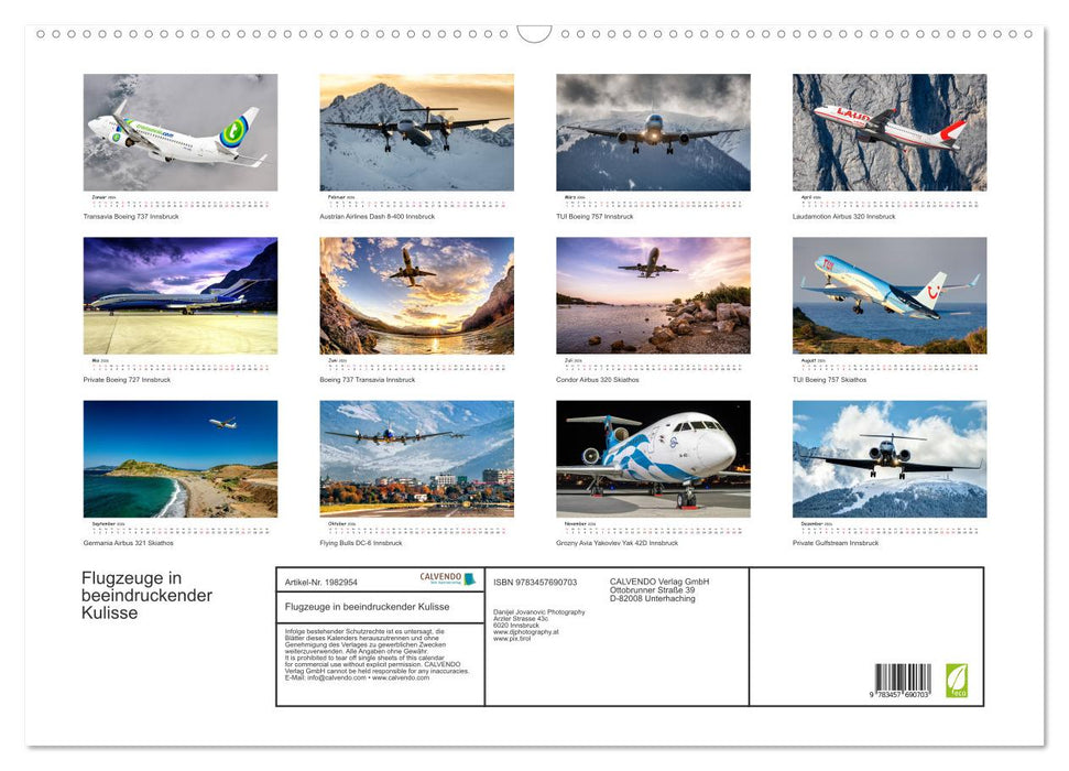 Flugzeuge in beeindruckender Kulisse (CALVENDO Wandkalender 2026)