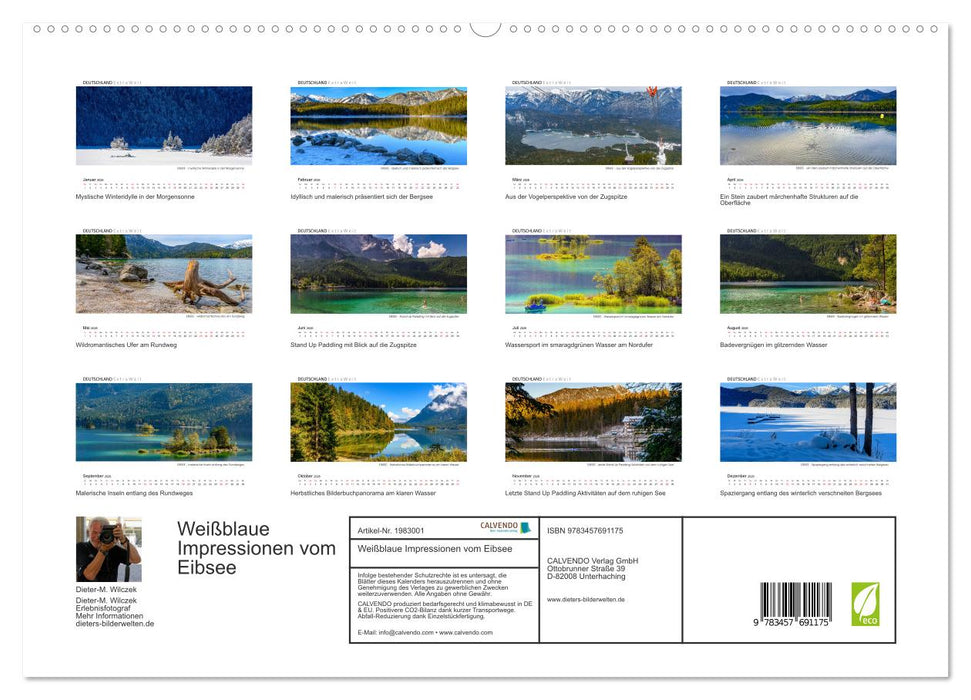 Weißblaue Impressionen vom Eibsee (CALVENDO Premium Wandkalender 2026)