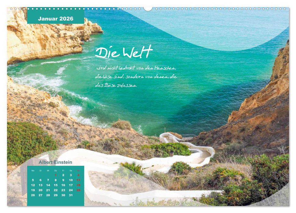 Mittelmeer, Meer, Wellen, Strand, Muscheln, Sand & Zitate (CALVENDO Wandkalender 2026)
