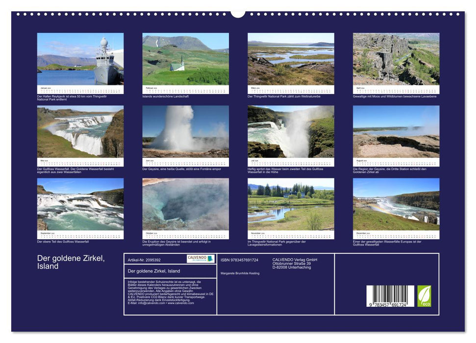 Der goldene Zirkel, Island (CALVENDO Premium Wandkalender 2026)