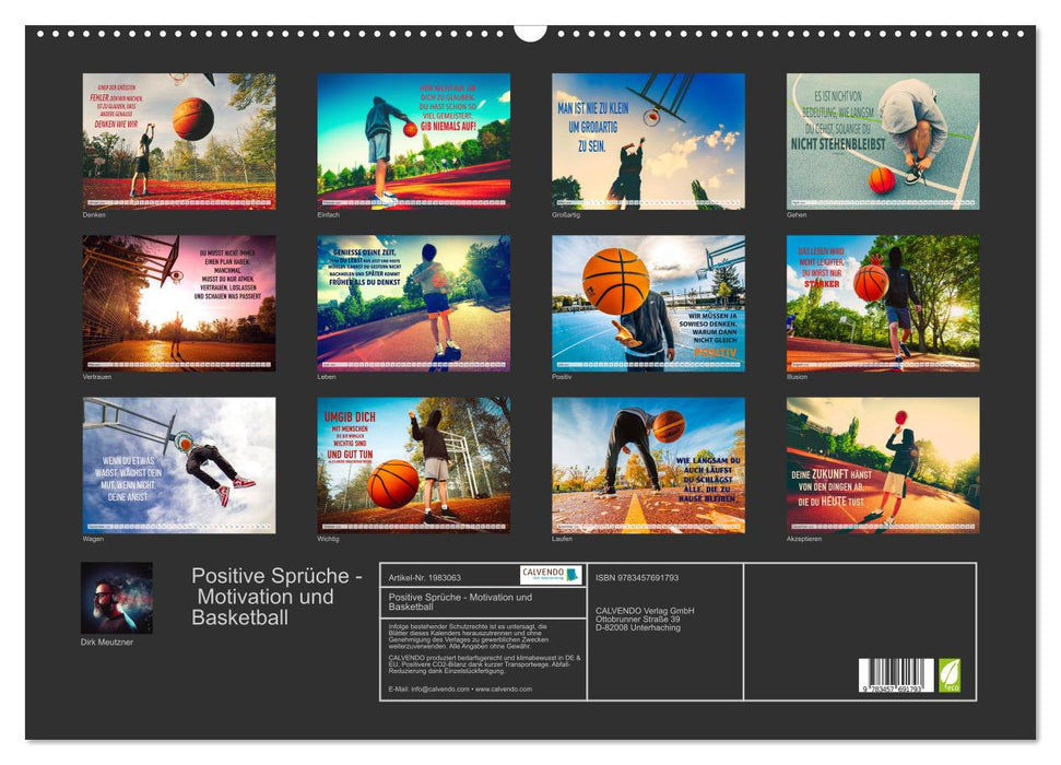 Positive Sprüche - Motivation und Basketball (CALVENDO Wandkalender 2026)