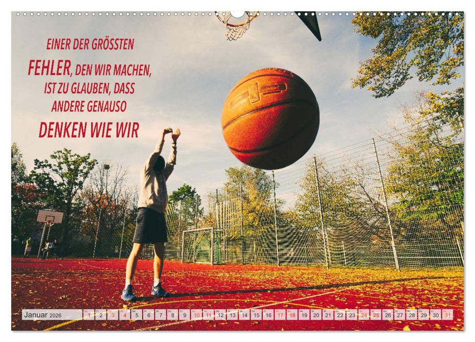 Positive Sprüche - Motivation und Basketball (CALVENDO Wandkalender 2026)