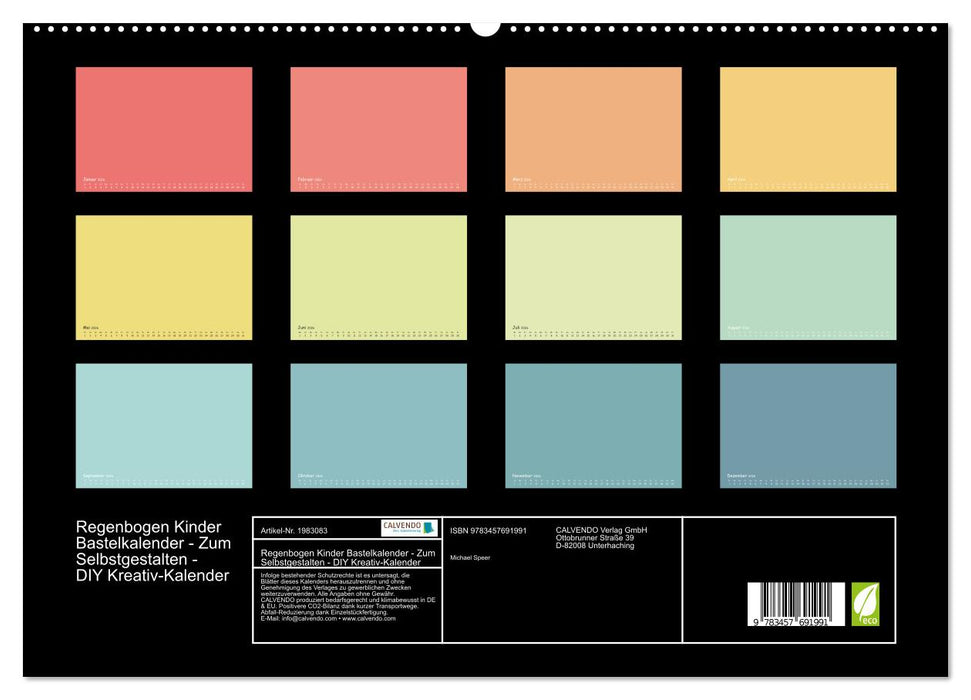 Regenbogen Kinder Bastelkalender - Zum Selbstgestalten - DIY Kreativ-Kalender (CALVENDO Premium Wandkalender 2026)