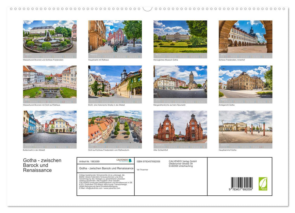 Gotha - zwischen Barock und Renaissance (CALVENDO Premium Wandkalender 2026)