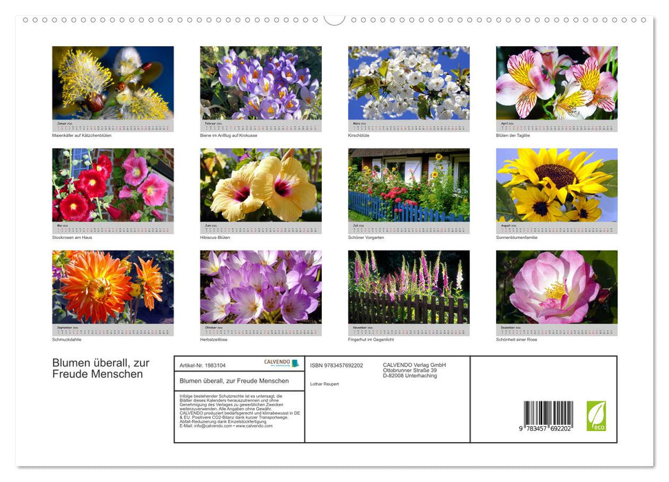 Blumen überall, zur Freude Menschen (CALVENDO Premium Wandkalender 2026)