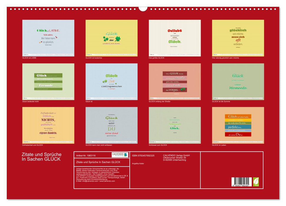 Zitate und Sprüche In Sachen GLÜCK (CALVENDO Wandkalender 2026)