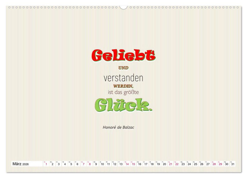 Zitate und Sprüche In Sachen GLÜCK (CALVENDO Wandkalender 2026)