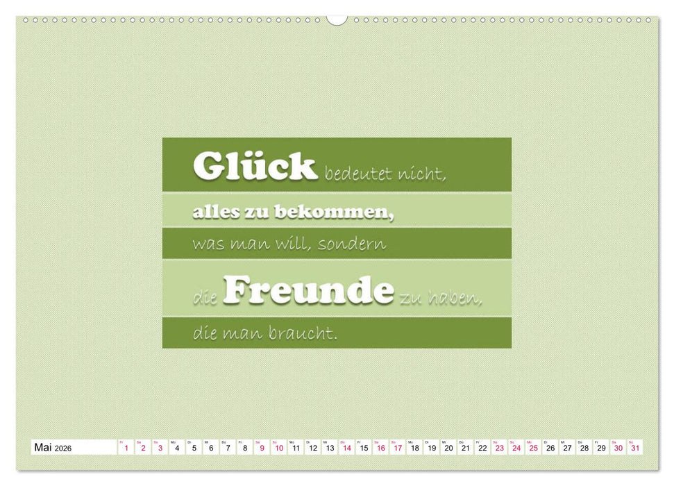Zitate und Sprüche In Sachen GLÜCK (CALVENDO Wandkalender 2026)
