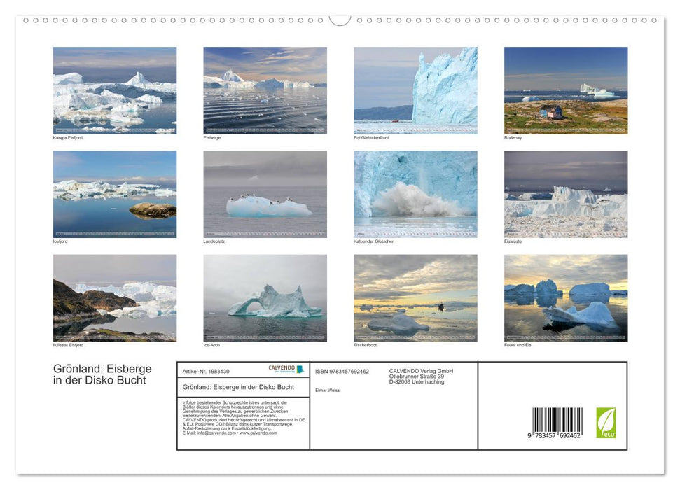 Grönland: Eisberge in der Disko Bucht (CALVENDO Premium Wandkalender 2026)