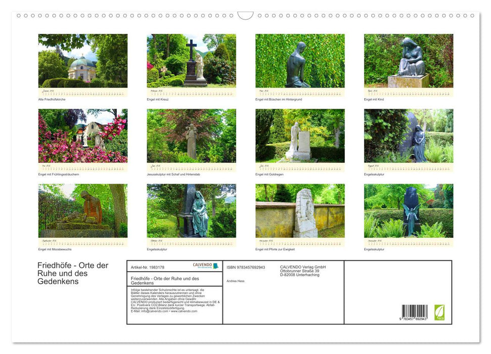 Friedhöfe - Orte der Ruhe und des Gedenkens (CALVENDO Wandkalender 2026)
