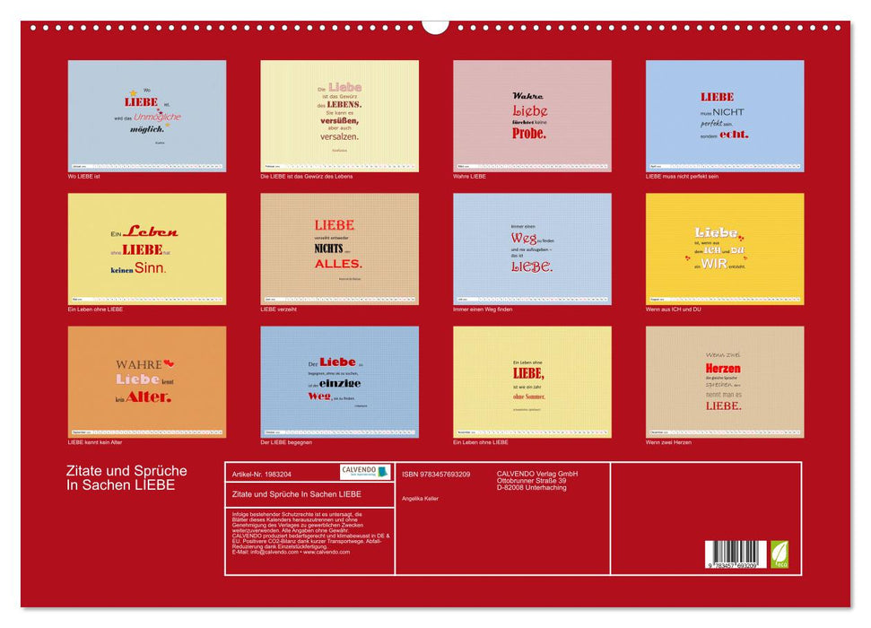 Zitate und Sprüche In Sachen LIEBE (CALVENDO Wandkalender 2026)