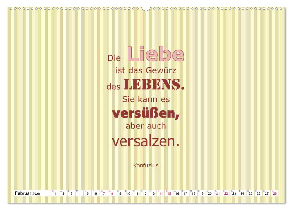 Zitate und Sprüche In Sachen LIEBE (CALVENDO Wandkalender 2026)