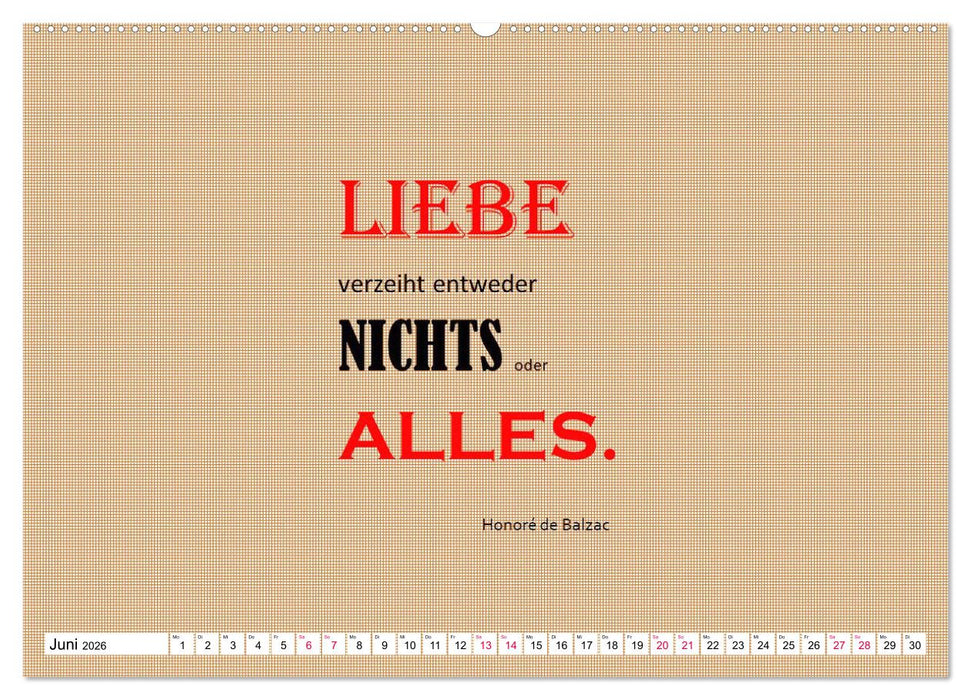 Zitate und Sprüche In Sachen LIEBE (CALVENDO Wandkalender 2026)