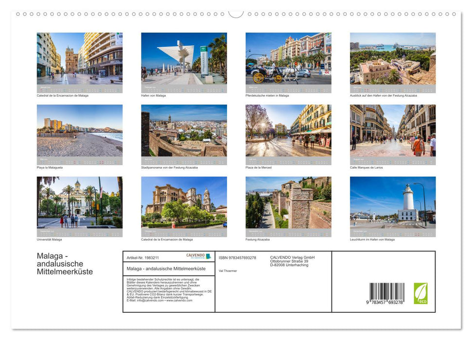 Malaga - andalusische Mittelmeerküste (CALVENDO Premium Wandkalender 2026)