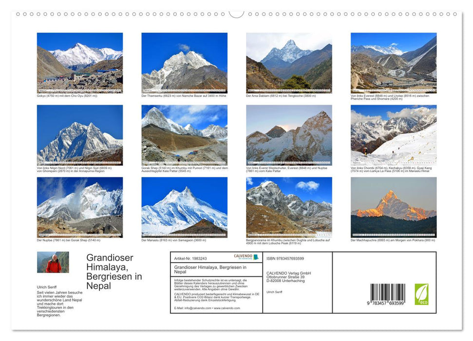 Grandioser Himalaya, Bergriesen in Nepal (CALVENDO Premium Wandkalender 2026)