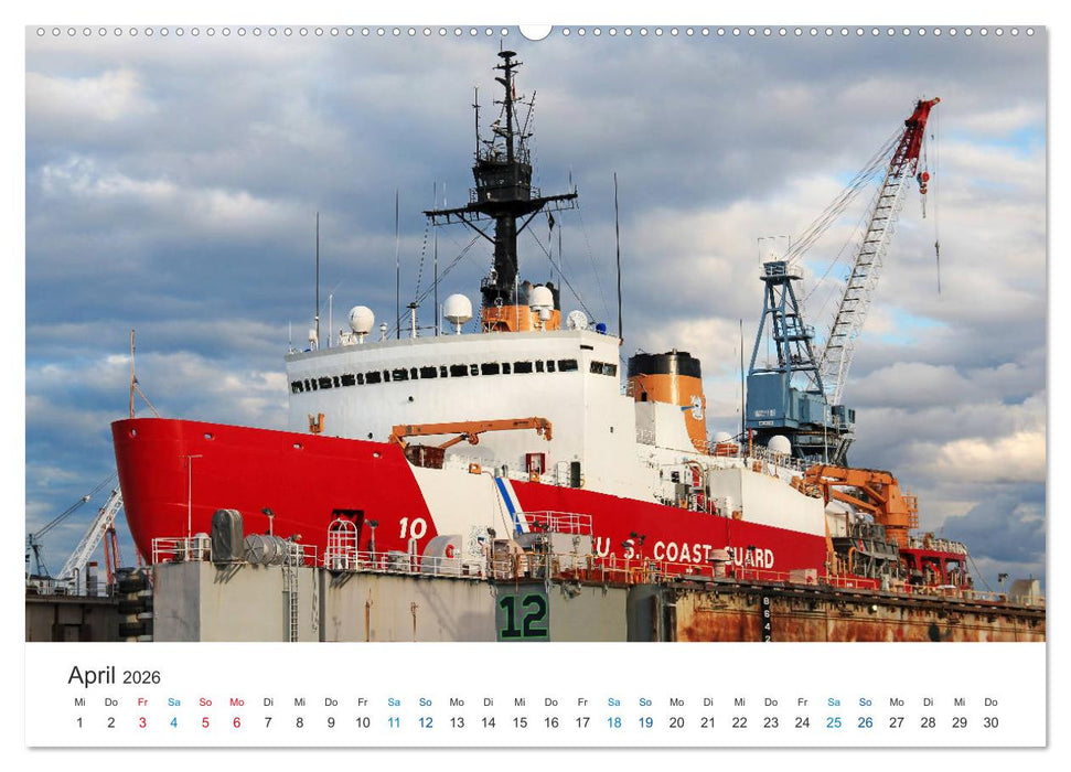 Große und kleine Schiffe im Seehafen Seattle (CALVENDO Wandkalender 2026)