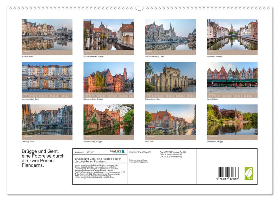 Brügge und Gent, eine Fotoreise durch die zwei Perlen Flanderns. (CALVENDO Premium Wandkalender 2026)