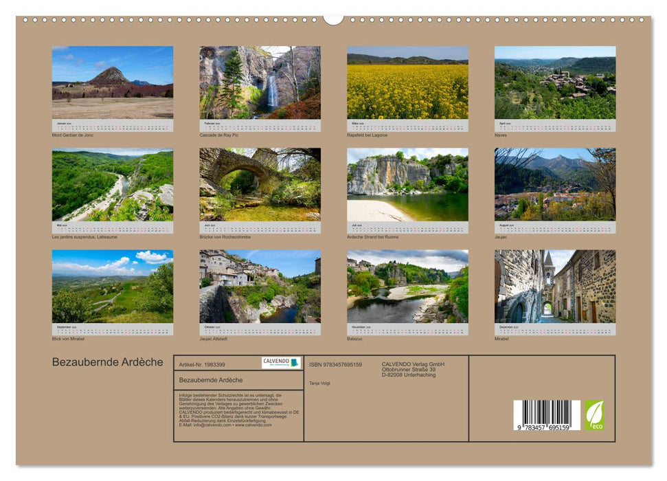 Bezaubernde Ardèche (CALVENDO Premium Wandkalender 2026)