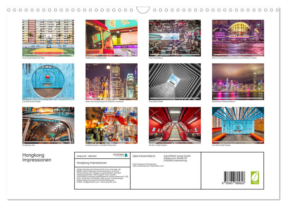 Hongkong Impressionen (CALVENDO Wandkalender 2026)