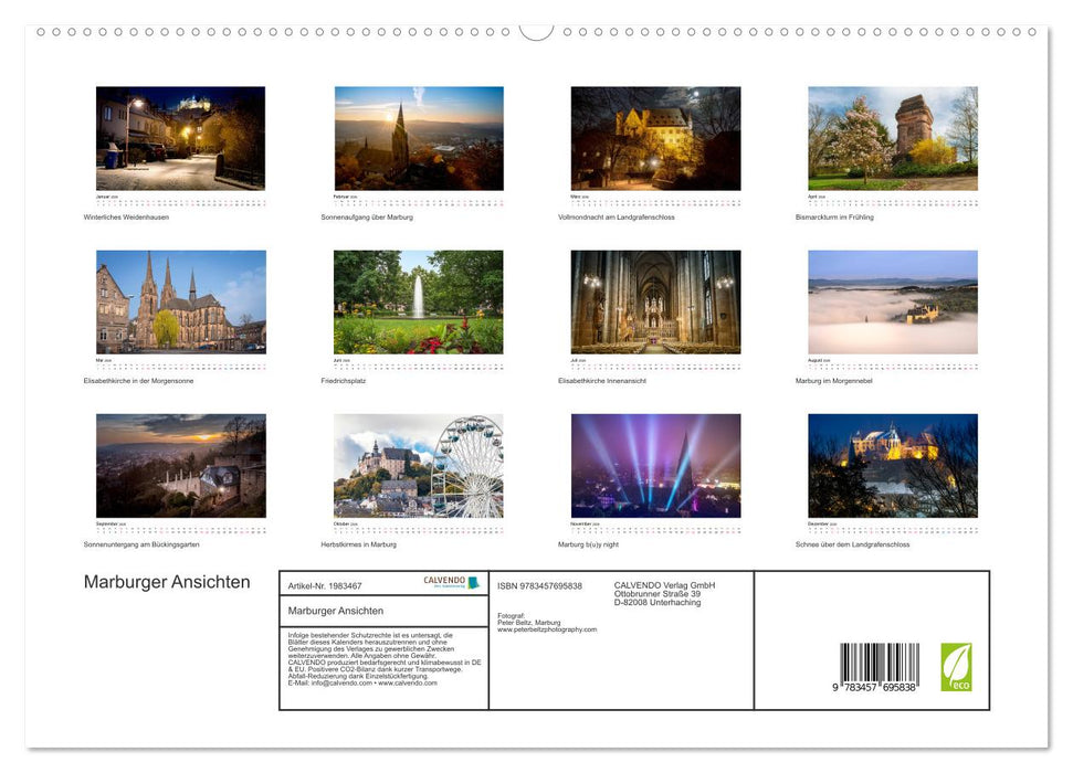 Marburger Ansichten (CALVENDO Premium Wandkalender 2026)