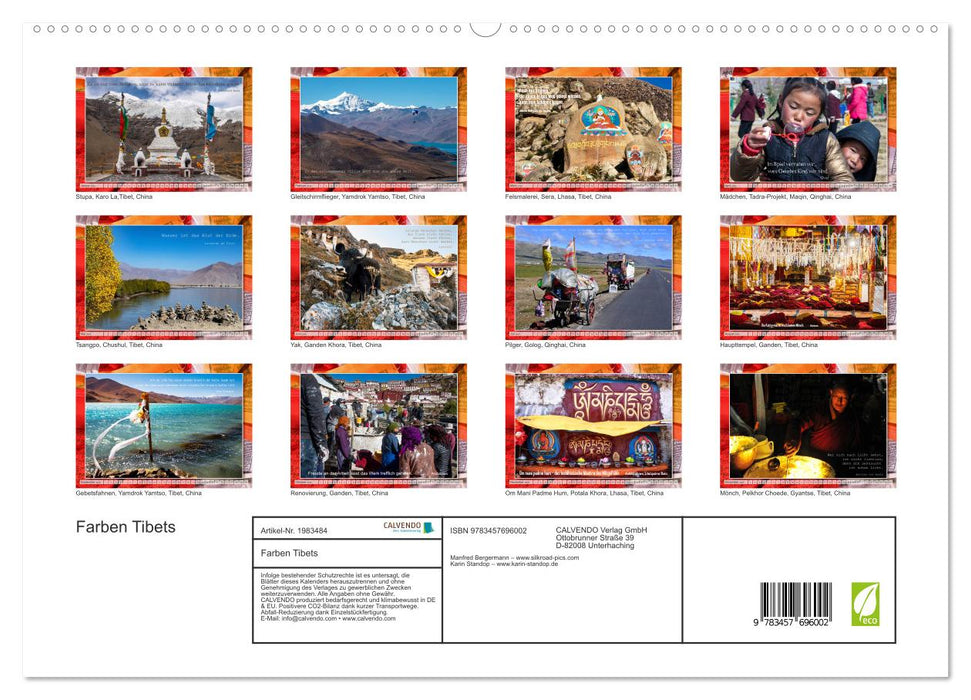 Farben Tibets (CALVENDO Premium Wandkalender 2026)