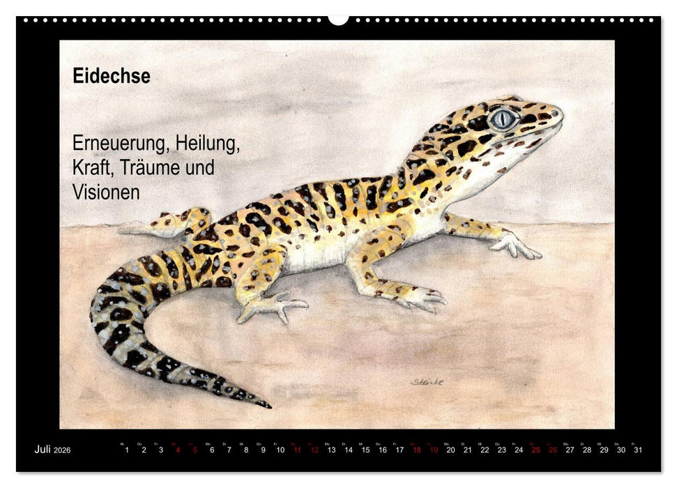 Krafttiere in Aquarell (CALVENDO Premium Wandkalender 2026)