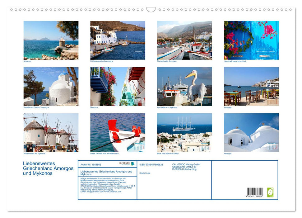 Liebenswertes Griechenland Amorgos und Mykonos (CALVENDO Wandkalender 2026)