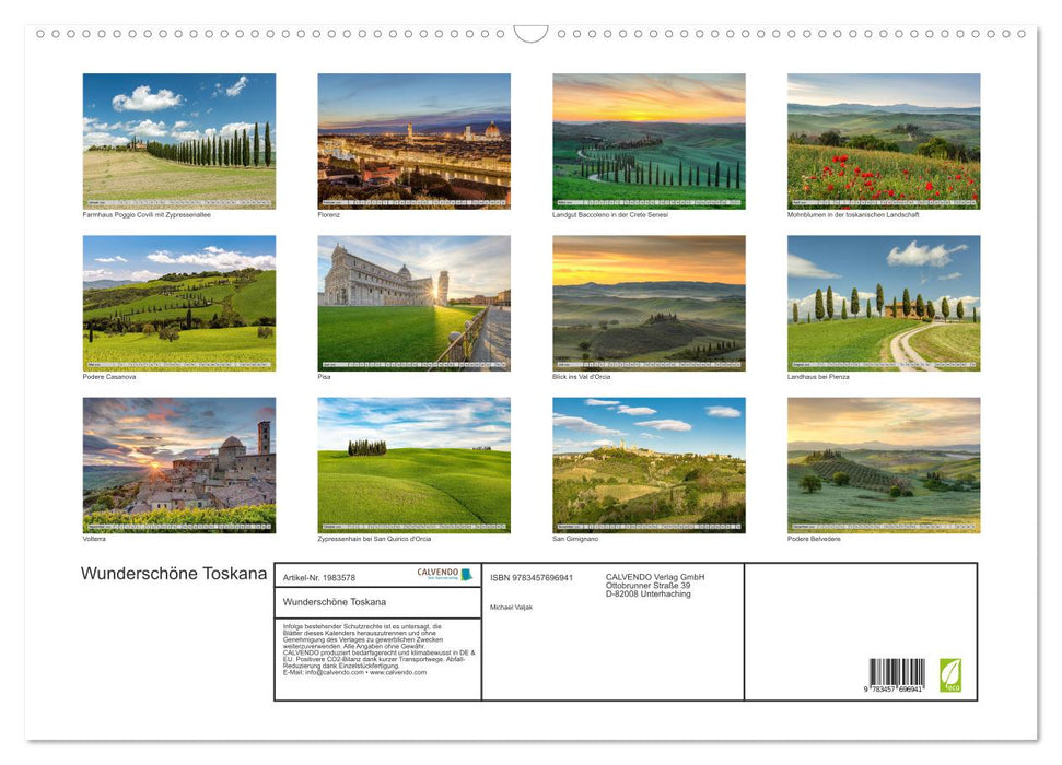 Wunderschöne Toskana (CALVENDO Wandkalender 2026)