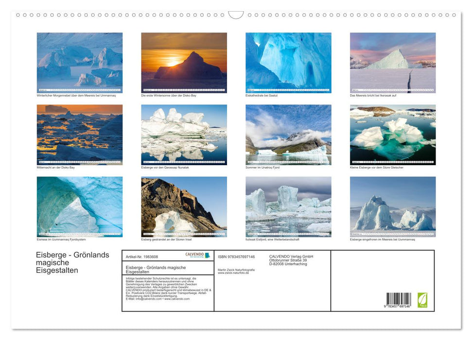 Eisberge - Grönlands magische Eisgestalten (CALVENDO Wandkalender 2026)