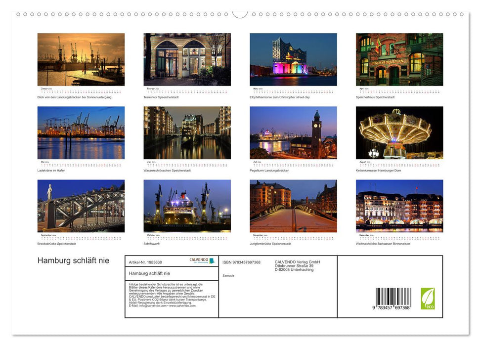 Hamburg schläft nie (CALVENDO Premium Wandkalender 2026)