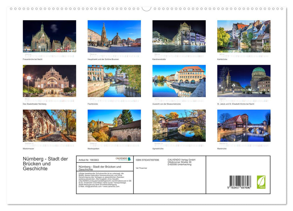 Nürnberg - Stadt der Brücken und Geschichte (CALVENDO Premium Wandkalender 2026)