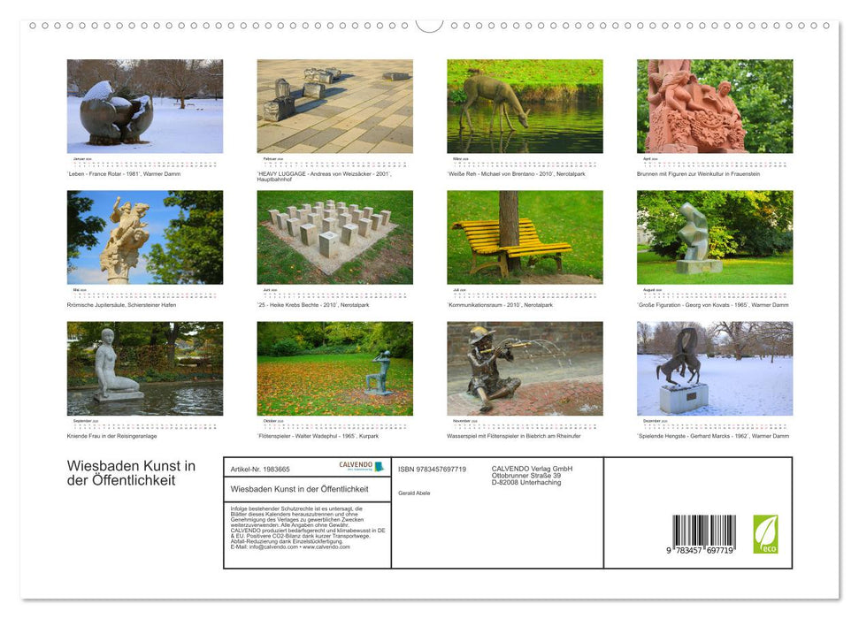 Wiesbaden Kunst in der Öffentlichkeit (CALVENDO Premium Wandkalender 2026)
