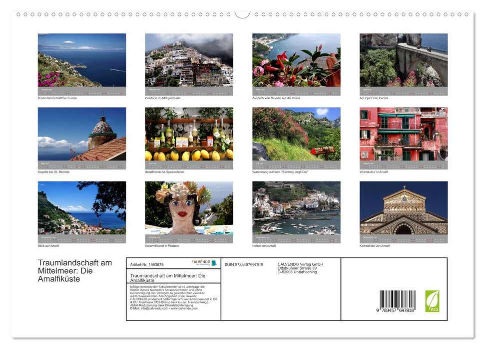 Traumlandschaft am Mittelmeer: Die Amalfiküste (CALVENDO Premium Wandkalender 2026)