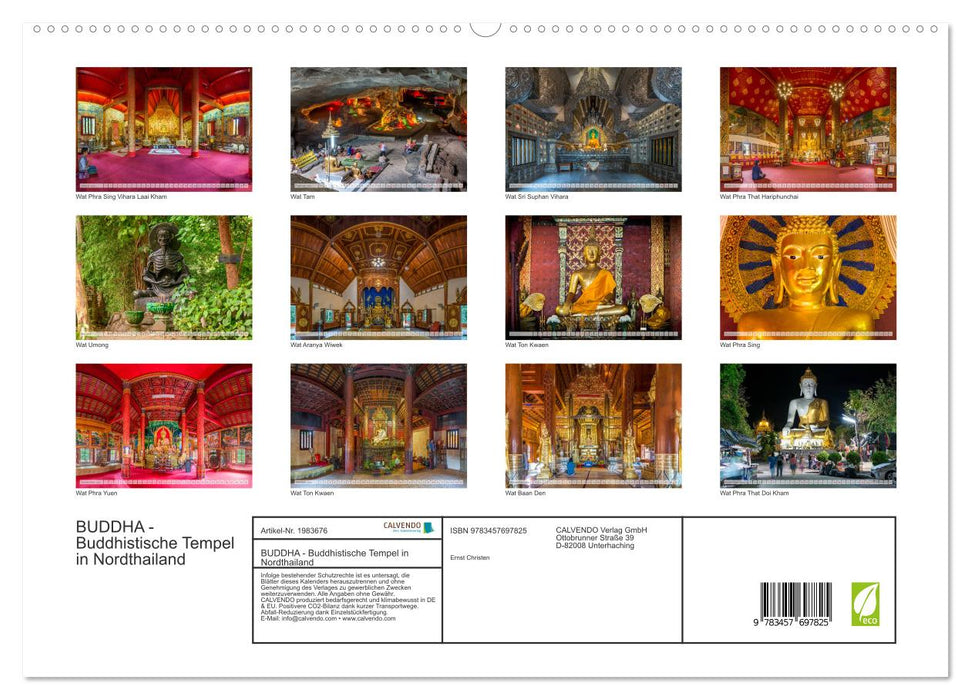 BUDDHA - Buddhistische Tempel in Nordthailand (CALVENDO Premium Wandkalender 2026)
