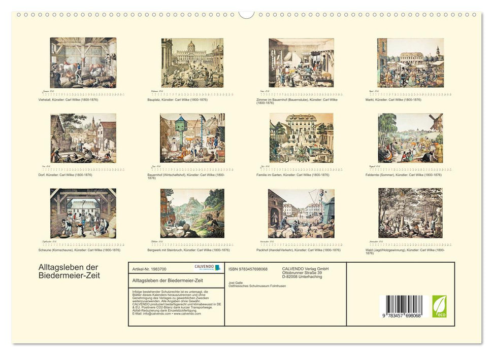 Alltagsleben der Biedermeier-Zeit (CALVENDO Premium Wandkalender 2026)