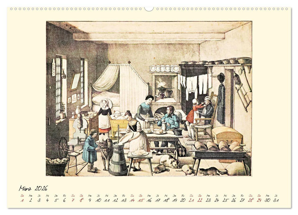 Alltagsleben der Biedermeier-Zeit (CALVENDO Premium Wandkalender 2026)