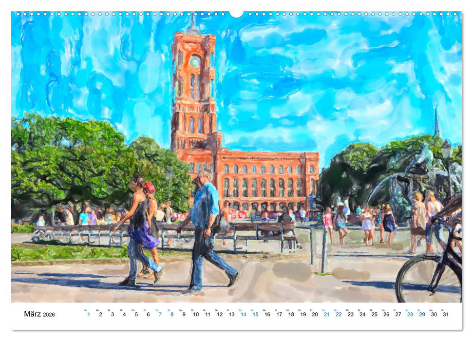 Berlin - Stadtansichten im Aquarell-Design (CALVENDO Premium Wandkalender 2026)