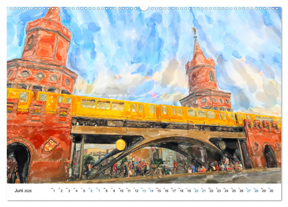 Berlin - Stadtansichten im Aquarell-Design (CALVENDO Premium Wandkalender 2026)
