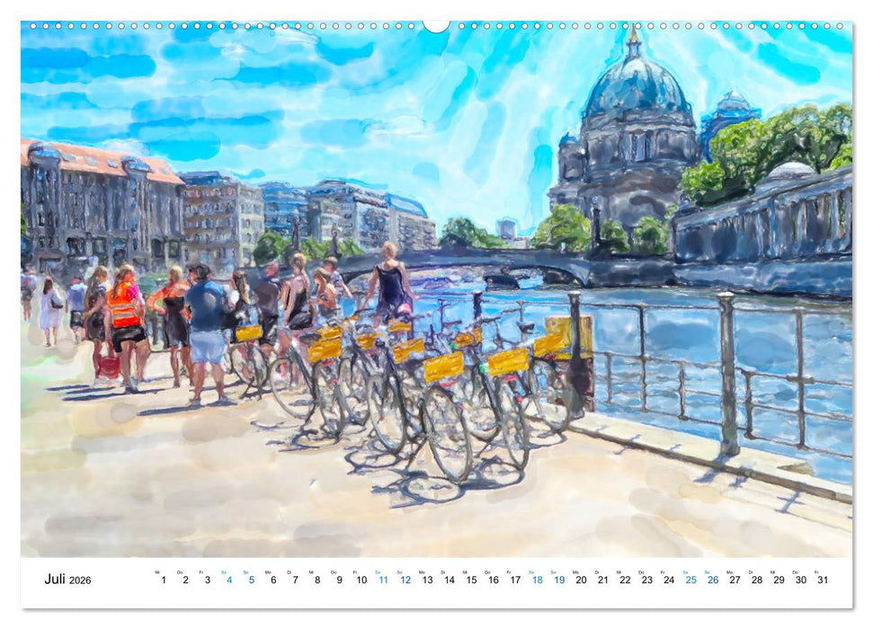 Berlin - Stadtansichten im Aquarell-Design (CALVENDO Premium Wandkalender 2026)