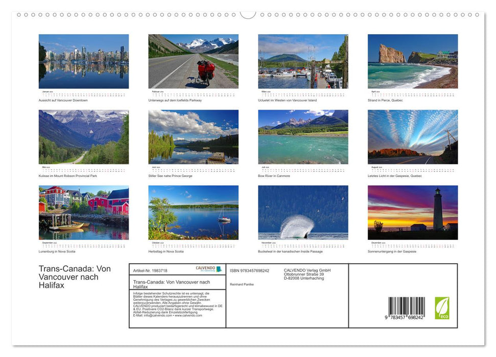 Trans-Canada: Von Vancouver nach Halifax (CALVENDO Premium Wandkalender 2026)