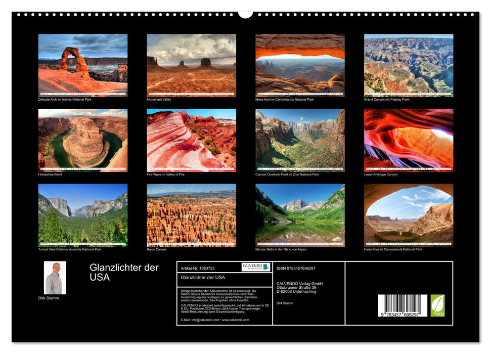 Glanzlichter der USA (CALVENDO Premium Wandkalender 2026)
