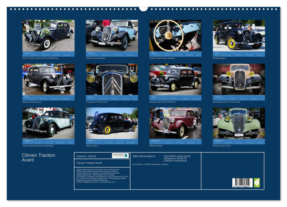 Citroen Traction Avant (CALVENDO Wandkalender 2026)