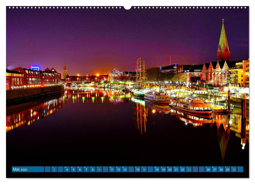 Hansestadt Bremen zur blauen Stunde (CALVENDO Premium Wandkalender 2026)