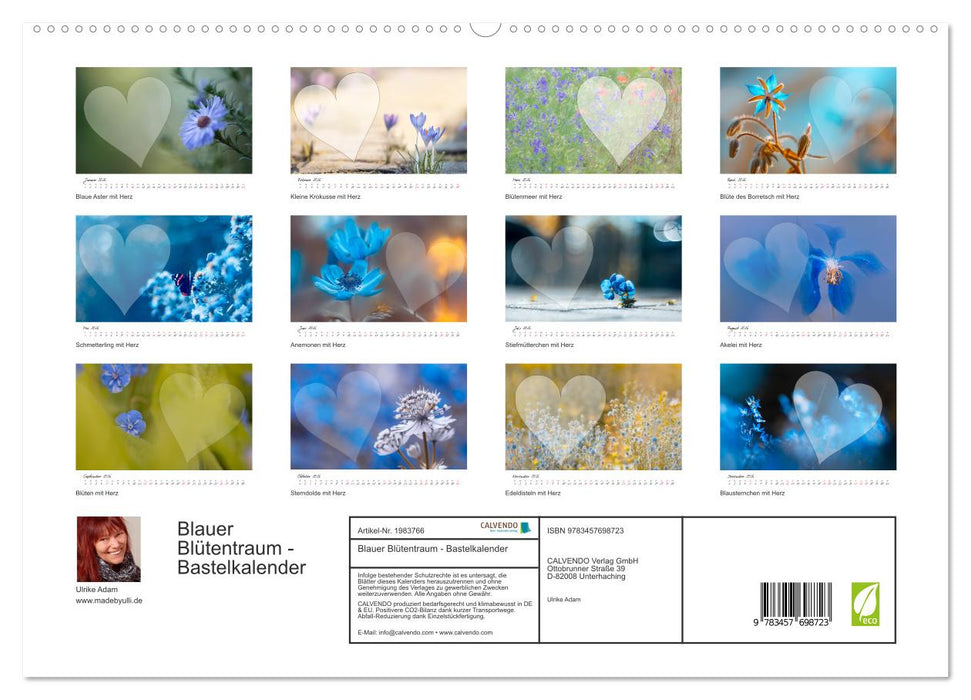 Blauer Blütentraum - Bastelkalender (CALVENDO Premium Wandkalender 2026)