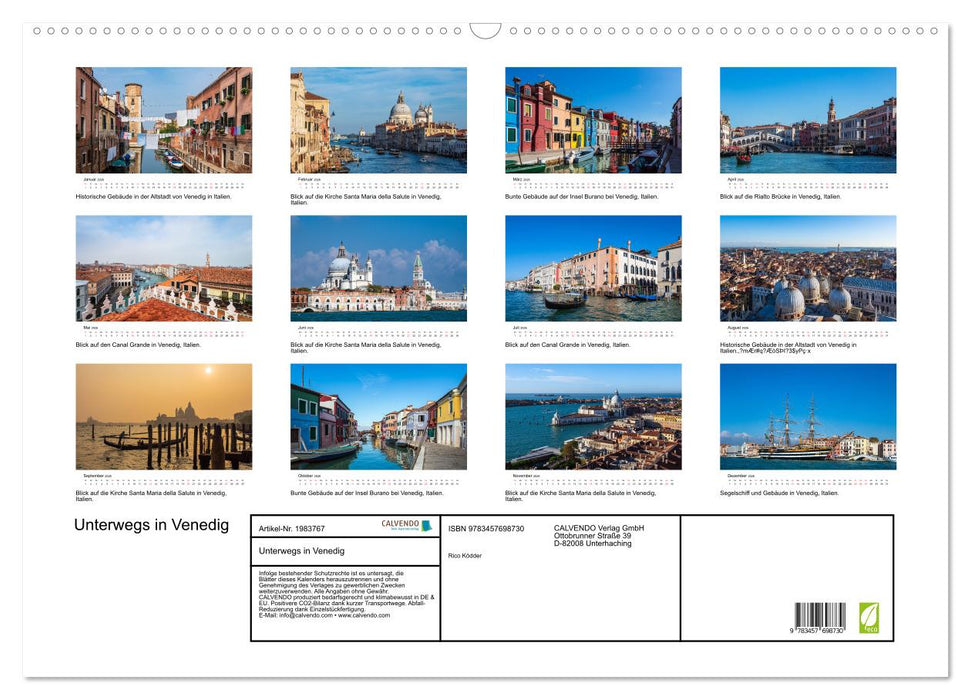 Unterwegs in Venedig (CALVENDO Wandkalender 2026)
