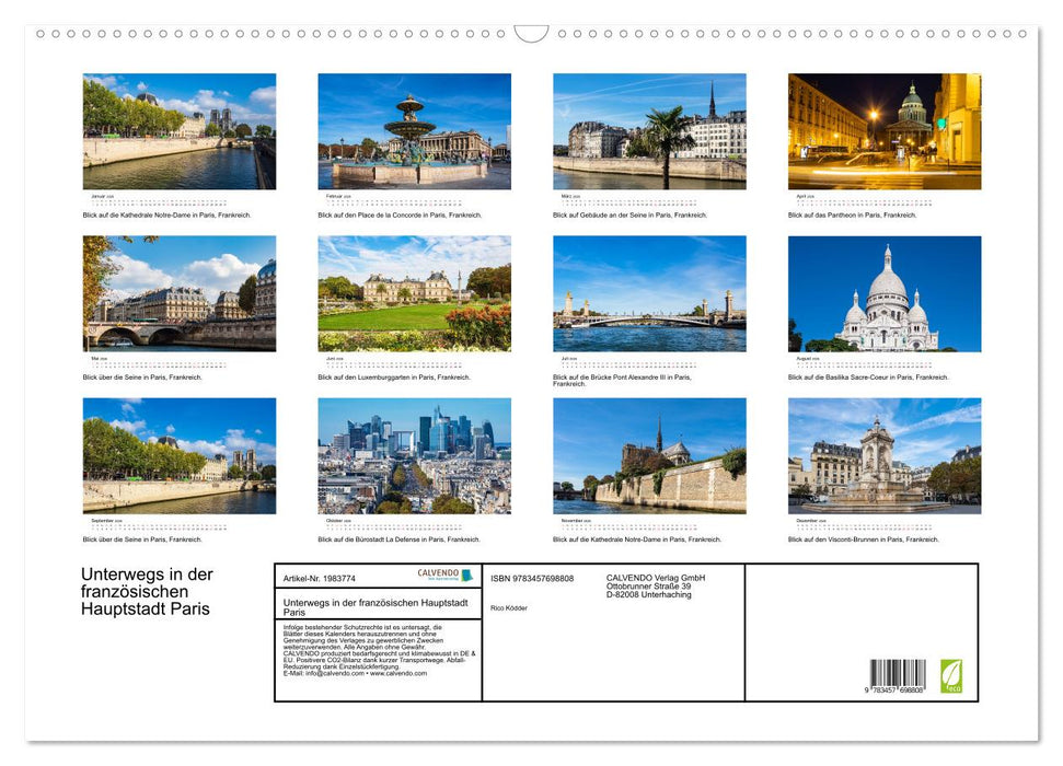 Unterwegs in der französischen Hauptstadt Paris (CALVENDO Wandkalender 2026)